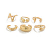 Ring Metal Geometric Electroplated Liquid Metal Pleated Irregular Cross Water Drop Hug Open Style For Women