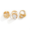 Ring Metal Geometric Electroplating Liquid Metal Pleated Baroque Pearl