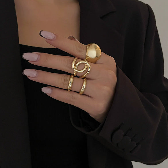 Ring Metal Geometric Electroplating Liquid Metal Pleated Baroque Pearl