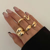 Ring Metal Geometric Electroplating Liquid Metal Pleated Baroque Pearl