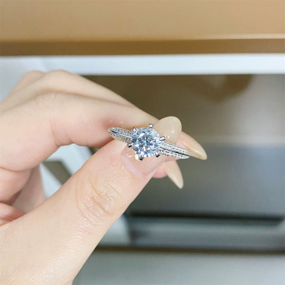 Ring Mosan Diamond 925 Silver Geometric Fashion Electroplating Women's