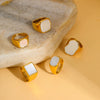 Ring Motherofpearl Titanium Steel Light Luxury Geometric Electroplated 18K Gold Nonfading