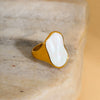 Ring Motherofpearl Titanium Steel Light Luxury Geometric Electroplated 18K Gold Nonfading