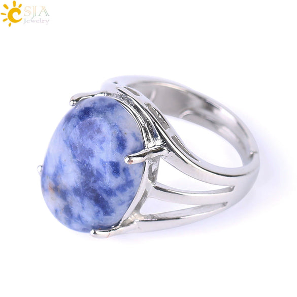 Ring Natural Stone Alloy Claw Inlaid Polished Casual Fashion Jewelry For Women