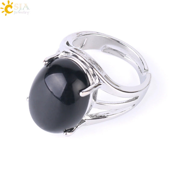 Ring Natural Stone Alloy Claw Inlaid Polished Casual Fashion Jewelry For Women
