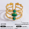 Ring Natural Stone Retro Light Luxury Colorretaining Devil's Eye Stainless Steel Geometric Electroplating Women's Jewelry