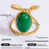 Ring Natural Stone Retro Light Luxury Colorretaining Devil's Eye Stainless Steel Geometric Electroplating Women's Jewelry