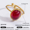 Ring Natural Stone Retro Light Luxury Colorretaining Devil's Eye Stainless Steel Geometric Electroplating Women's Jewelry