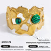 Ring Natural Stone Retro Light Luxury Colorretaining Devil's Eye Stainless Steel Geometric Electroplating Women's Jewelry
