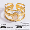 Ring Natural Stone Retro Light Luxury Colorretaining Devil's Eye Stainless Steel Geometric Electroplating Women's Jewelry