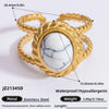 Ring Natural Stone Retro Light Luxury Colorretaining Devil's Eye Stainless Steel Geometric Electroplating Women's Jewelry