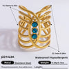 Ring Natural Stone Retro Light Luxury Colorretaining Devil's Eye Stainless Steel Geometric Electroplating Women's Jewelry