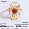 Ring Natural Stone Retro Light Luxury Colorretaining Devil's Eye Stainless Steel Geometric Electroplating Women's Jewelry