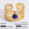 Ring Natural Stone Retro Light Luxury Colorretaining Devil's Eye Stainless Steel Geometric Electroplating Women's Jewelry