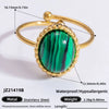 Ring Natural Stone Retro Light Luxury Colorretaining Devil's Eye Stainless Steel Geometric Electroplating Women's Jewelry
