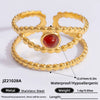 Ring Natural Stone Retro Light Luxury Colorretaining Devil's Eye Stainless Steel Geometric Electroplating Women's Jewelry