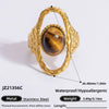 Ring Natural Stone Retro Light Luxury Colorretaining Devil's Eye Stainless Steel Geometric Electroplating Women's Jewelry
