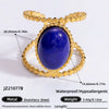 Ring Natural Stone Retro Light Luxury Colorretaining Devil's Eye Stainless Steel Geometric Electroplating Women's Jewelry