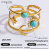 Ring Natural Stone Retro Light Luxury Colorretaining Devil's Eye Stainless Steel Geometric Electroplating Women's Jewelry