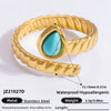 Ring Natural Stone Retro Light Luxury Colorretaining Devil's Eye Stainless Steel Geometric Electroplating Women's Jewelry