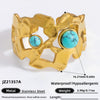 Ring Natural Stone Retro Light Luxury Colorretaining Devil's Eye Stainless Steel Geometric Electroplating Women's Jewelry