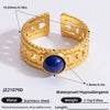 Ring Natural Stone Retro Light Luxury Colorretaining Devil's Eye Stainless Steel Geometric Electroplating Women's Jewelry