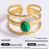 Ring Natural Stone Retro Light Luxury Colorretaining Devil's Eye Stainless Steel Geometric Electroplating Women's Jewelry