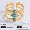 Ring Natural Stone Retro Light Luxury Colorretaining Devil's Eye Stainless Steel Geometric Electroplating Women's Jewelry