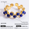 Ring Natural Stone Retro Light Luxury Colorretaining Devil's Eye Stainless Steel Geometric Electroplating Women's Jewelry