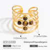 Ring Natural Stone Retro Light Luxury Colorretaining Devil's Eye Stainless Steel Geometric Electroplating Women's Jewelry