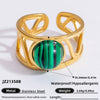 Ring Natural Stone Retro Light Luxury Colorretaining Devil's Eye Stainless Steel Geometric Electroplating Women's Jewelry