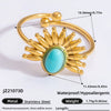 Ring Natural Stone Retro Light Luxury Colorretaining Devil's Eye Stainless Steel Geometric Electroplating Women's Jewelry