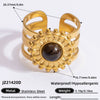 Ring Natural Stone Retro Light Luxury Colorretaining Devil's Eye Stainless Steel Geometric Electroplating Women's Jewelry