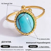 Ring Natural Stone Retro Light Luxury Colorretaining Devil's Eye Stainless Steel Geometric Electroplating Women's Jewelry