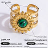Ring Natural Stone Retro Light Luxury Colorretaining Devil's Eye Stainless Steel Geometric Electroplating Women's Jewelry