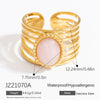 Ring Natural Stone Retro Light Luxury Colorretaining Devil's Eye Stainless Steel Geometric Electroplating Women's Jewelry