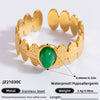 Ring Natural Stone Retro Light Luxury Colorretaining Devil's Eye Stainless Steel Geometric Electroplating Women's Jewelry