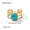 Ring Natural Stone Stainless Steel Geometric Electroplating Women's Highend Jewelry Retro Simple