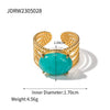 Ring Natural Stone Stainless Steel Geometric Electroplating Women's Highend Jewelry Retro Simple
