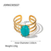 Ring Natural Stone Stainless Steel Geometric Electroplating Women's Highend Jewelry Retro Simple