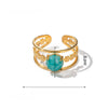 Ring Natural Stone Stainless Steel Geometric Electroplating Women's Highend Jewelry Retro Simple