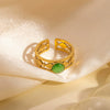 Ring Natural Stone Titanium Steel Geometric U Shape Retro Electroplated 18K Gold Unisex