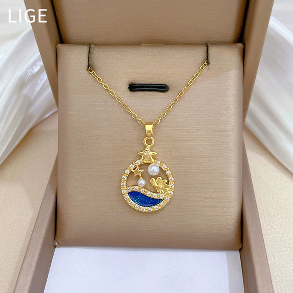 Ring Necklace Titanium Steel Stainless Steel Copper Geometric Style For Women