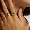 Ring S925 Silver Aqua Agate Stone Geometric Style Diamond Treated