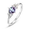 Ring S925 Silver Cultivation Color Treasure Stone Geometric Pattern Diamond Inlay