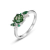 Ring S925 Silver Cultivation Color Treasure Stone Geometric Pattern Diamond Inlay
