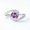 Ring S925 Silver Cultivation Color Treasure Stone Geometric Pattern Diamond Inlay