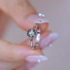 Ring S925 Silver Cultivation Color Treasure Stone Geometric Pattern Diamond Inlay