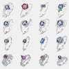 Ring S925 Silver Cultivation Color Treasure Stone Geometric Pattern Diamond Inlay