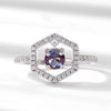 Ring S925 Silver Cultivation Color Treasure Stone Geometric Pattern Diamond Inlay